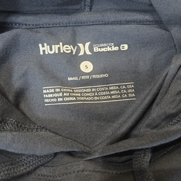 Hurley Mens‎ Hoodie Sweater Small Navy Blue White Logo Activewear Athleisure Tee - Picture 3 of 7